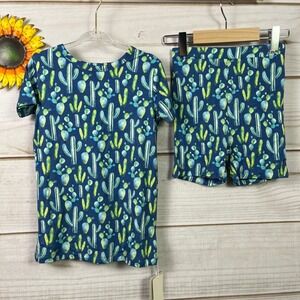 New Birdie Bean Kids 6T Cactus Print Pajama Set Bamboo Viscose Spandex